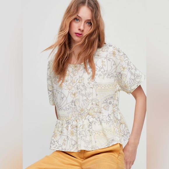 ARITZIA Wilfred Macee Blouse, Floral Print, Cream/Yellow, Size Small - Picture 7 of 15